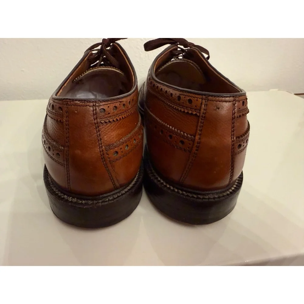 Nettleton Vintage Brown Pebble Grain Leather Wingtip Brogue Derby Shoes 13 C